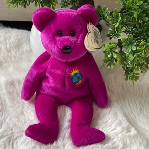 Ty Magenta Bear Stuffed Animal